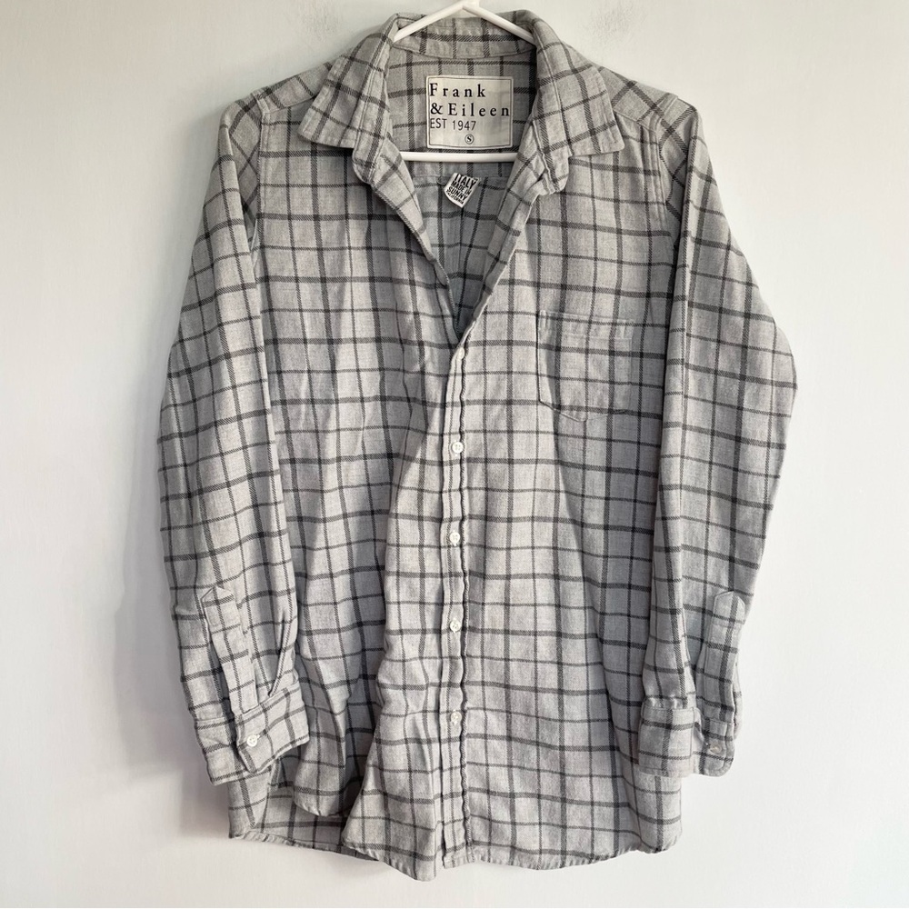Frank & Eileen Shirley Flannel Shirt Long Sleeve Button Down Gray Black Size S